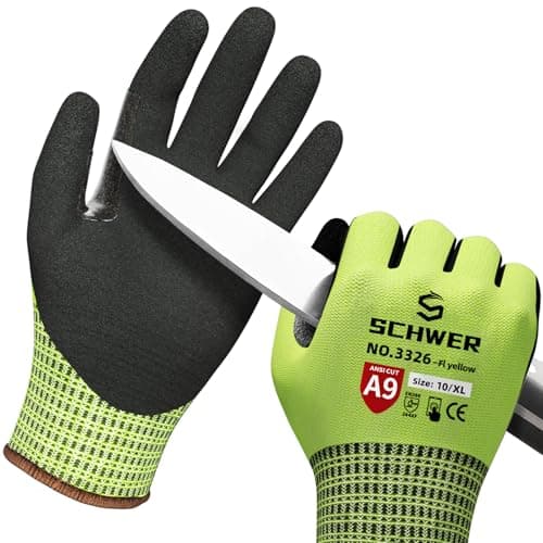 Schwer ProGuard Highest Level Cut Resistant Work Gloves PR3326 for Extreme Protection,ANSI A9 Cut Gloves with Reinforced Thumb, Non Slip, Breathable, Cooling, Durable, Touch-screen, Yellow 1 Pair(XL) - Image 1