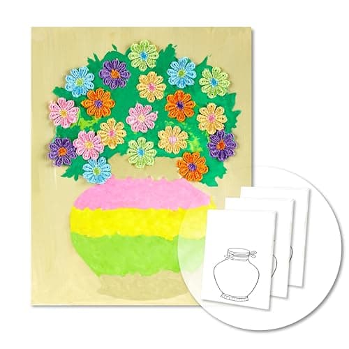 DIY Vase Pre Drawn Canvas Painting Kit, 3-Pack 8x10 Inch Canvas Panels, 40 Tassel Flowers, 8 Acrylic Paints, 3 Brushes & Double-Sided Tape, Creative Art Kit for DIY Projects & Crafting Fun - Image 1