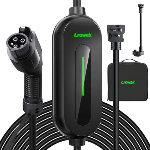 Lrowak Level 1&2 Portable EV Car Charger, 16 Amp 110V-240V, with 21FT Cable NEMA 6-20P Plug NEMA 5-15 Adapter, J1772 Electric Vehicle Charging for All PHEV/EV - Image 1