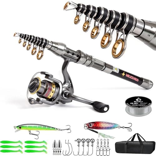 Telescopic Fishing Rod and Reel Combination, 240 Cm Carbon Fiber Rod, Adult Foldable Fishing Rod Suitable for Freshwater and Salt Water (Color Guide Ring) - Image 1