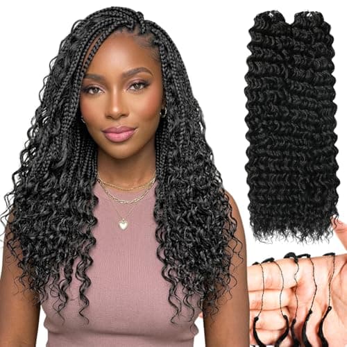 Feather Crochet Hair Deep Wave Crochet Hair 22 Inch 50 Strands 100G Synthetic Hair Extensions for Women Miracle Knots Hair For Black Women (22 Inch 1B 50 Strands)