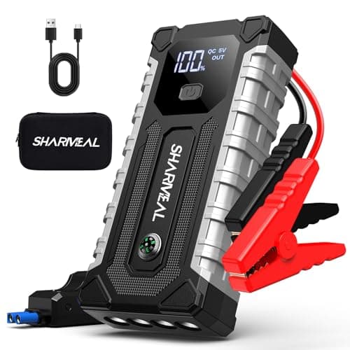 Sharmeal Car Battery Jump Starter 6000A, Car Jumper Starter Battery Pack for Up to All Gas & 10.0L Diesel Engines, 12V Portable Jump Box with 3 Modes Flashlight and Jumper Cable - Image 1