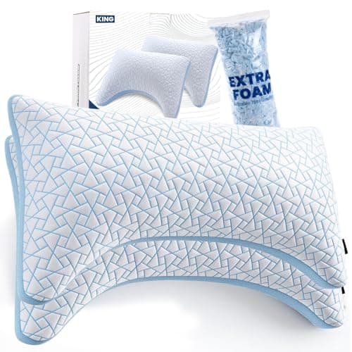 A-Pce Cooling Shredded Memory Foam Neck Support Pillow, King Size Set of 2