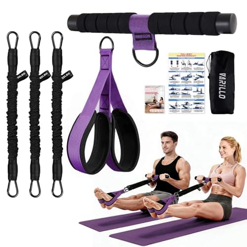 Multifunction Pedal Resistance Band with Handle, 30/40/50LB Adjustable Foot Pedal Puller Resistance Band with Poster & Storage, Extended Length Tension Rope for Men Women Full Body Workout Home Gym - Image 1
