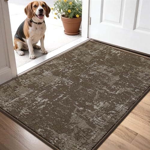 BEQHAUSE Dirt Trapper Door Mat 32" x 48", Non-Slip Doormats Washable Entryway Rugs, Stain Resistant Dog Door Mats Absorbent Welcome Floor Mat for Front Back Door, Mud Wet Shoes & Paws, Brown - Image 1