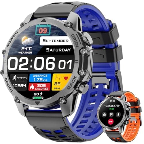 Hwagol Smart Watches for Men (Call/Notification),1.52''HD Military Smart Watch with Heart Rate/Sleep Monitor/Pedometer for Android and iOS,DIY Design Fitness Tracker,1 Pack with 2-Piece Look Set - Image 1