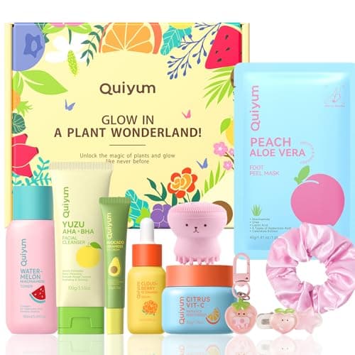 QUIYUM Fruit Skincare Gift Set - 10-in-1 Glow Routine + Cute Accessories, Hydrate, Glow, Strengthen Skin Barrier, All Skin Types, Ideal Gift for Teens Girls Women - Image 1