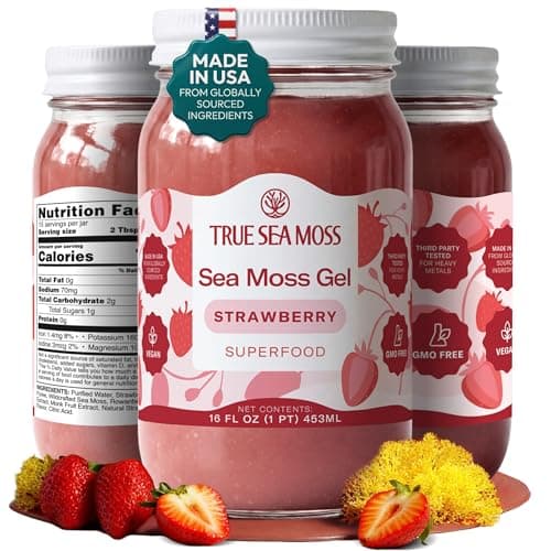TrueSeaMoss Sea Moss Gel – Made in USA – Wildcrafted Seamoss, Fruits & Jarred Vegetables – Strawberry, Pack of 1 (Labels may Vary) - Image 1