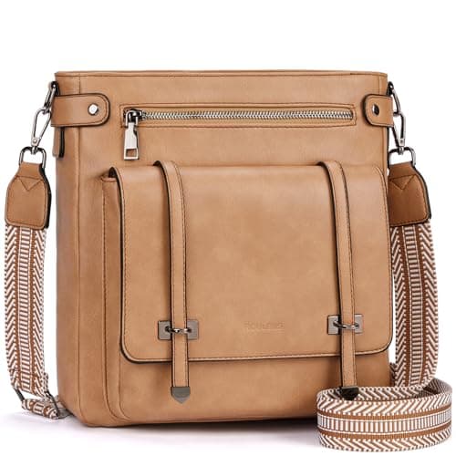 Roulens Crossbody Bags for Women,Multi Pocket Crossbody Purses Vegan Leather Shoulder Handbags Travel Purse Adjustable Strap - Image 1
