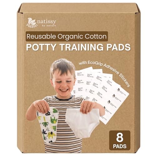 Reusable Potty Training Pads for Toddlers with Stay-Put EcoGrip – Made in EU (Daily Fit 8-Pack), Soft Organic Cotton Inserts for Light Daytime Dribbles, Turn Any Underwear into Training Pants - Image 1