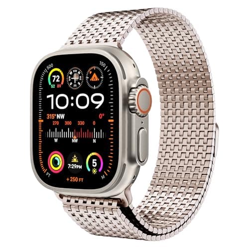 LULULOOK Milanese Mesh Loop Compatible with Apple Watch Band 49/46/45/44/42/41/40/38mm for Men Women, Stainless Steel Magnetic Buckle Strap for iWatch Ultra 3/2 Ultra Series 11 10 9 8 7 6 SE 5 4 3 - Image 1