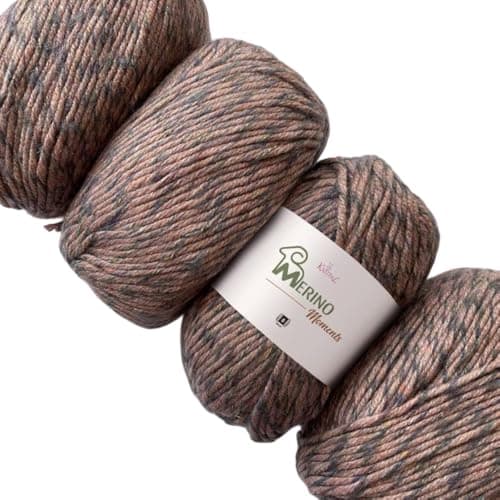 Merino Moments Chunky Merino Wool Yarn for Crocheting, 4 Skeins, 456Yds/400G, Free Patterns - Variegated Yarn for Knitting - #5 Bulky Weight - Gray Pink - Image 1
