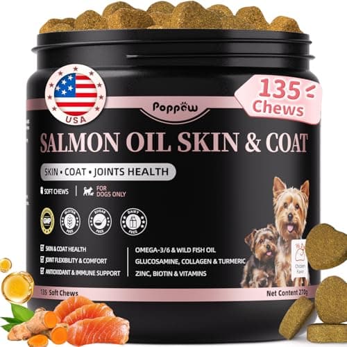 Salmon Oil for Dogs Skin & Coat, 13 in 1 Wild Alaskan Fish Oil for Dogs - Omega 3 EPA & DHA & ALA Fatty Acids, Dog Allergy Relief Chews, Joint & Immune Support, 135 Count, Chicken Flavor, Soft Chews - Image 1