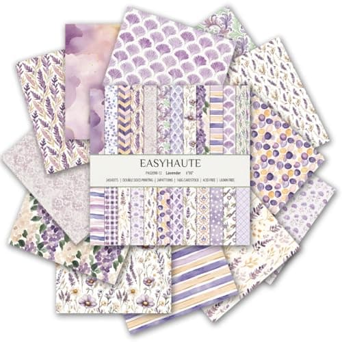 Scrapbook Paper & Scrapbooking Supplies, Lavender 6x6 Double-Sided Patterned Cardstock Pad, Elegant Craft Sheets for Junk Journaling, Card Making & Scrap Book, 24 Sheets - Image 1
