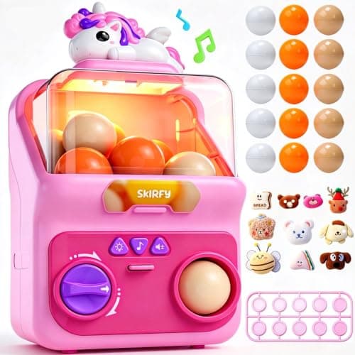 Skirfy Unicorns Gumballs Machine Toy for Kids,15 PCS 1.96 in Capsules Light Up Vending Machine Operated Gumballs Prize Arcade Game Claw Machine Game Sensory Toys Dolls Gifts