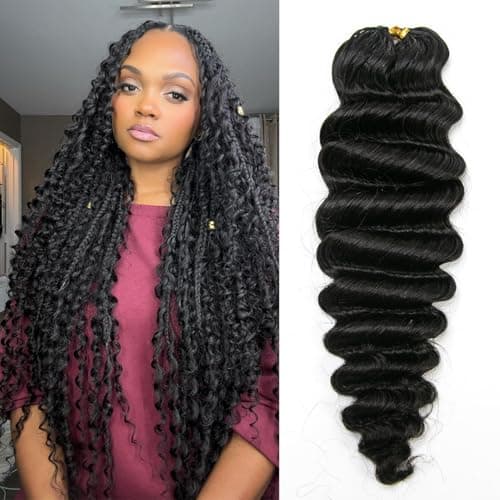 YWIGS Deep Wave Crochet Hair Human Hair Miracle Knots Crochet Hair for Black Women Knotless Crochet Human Hair 18" NC 50 Strands - Image 1