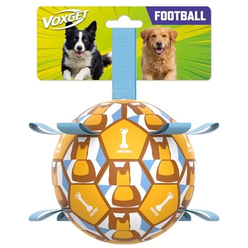 VOXGET Interactive Dog Ball Toys, 2026 Dog Soccer Ball with Thicken Straps for Small Medium Breeds Tug of War, Small Herding Balls with Pump for Puppy Dogs Outdoor Play Training (Yellow, 6 Inch) - Image 1
