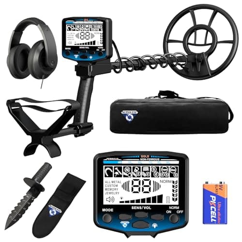 SuperEye Metal Detector for Adults Professional, Higher Accuracy Gold Silver Metal Detectors Kit, Intelligent NORM Mode for Beginner, 6 Modes, Advanced DSP Chip,10" Waterproof Coil, Larger LCD, Blue - Image 1