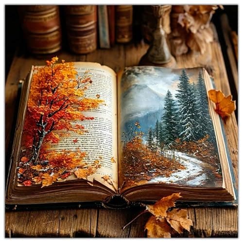 Lophomie Book Diamond Art Kits for Adults, 5D Diamond Painting for Adults Beginners, DIY Diamond Dots Kits Gem Arts Crafts for Home Wall Decor 14x14 Inch - Image 1