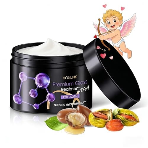 HONLINK Collagen Hair Treatment Deep Repair Conditioning Argan Oil Collagen Hair Mask Essence for Dry Damaged Hair All Hair Types 300ml (1 bottle) - Image 1