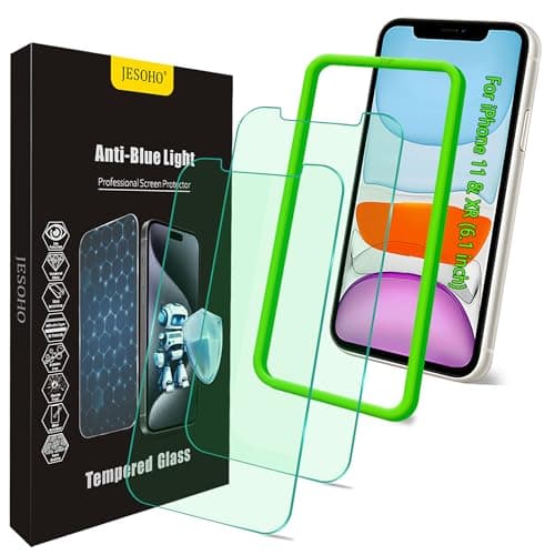 JESOHO Blue Light Screen Protector for iPhone 11, iPhone XR (6.1") HD Anti Blue Light Blocking Tempered Glass Film, Eye Protection,Case Friendly, No Bubbles, with Easy Installation Kit, 2 Pack - Image 1