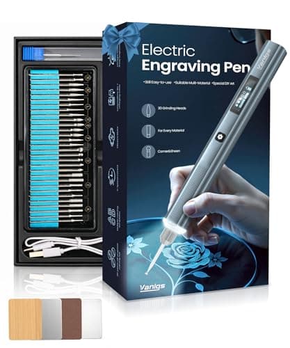 Vanlgs Engraving Pen for Metal, Wood, Glass, Plastic, Cordless DIY Etching Tool with LED Light, 5 Variable Speed, Rechargeable 31Bits Craft Kit Gifts for Teens Adults Beginners (Grey Pro) - Image 1