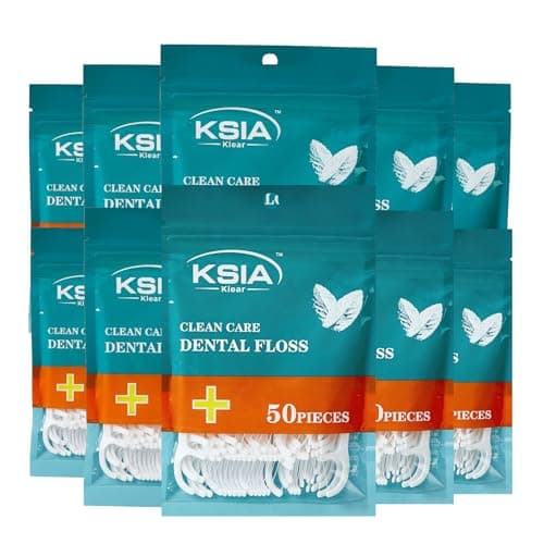 KSIA Klear Dental Floss Picks, 500 Count Tooth Picks Flossers, Dental Floss Cleaner, Dental Flossers for Family, Keep Teeth Clean, Remove Food and Plaque, with 10 Portable Sealed Pouches - Image 1