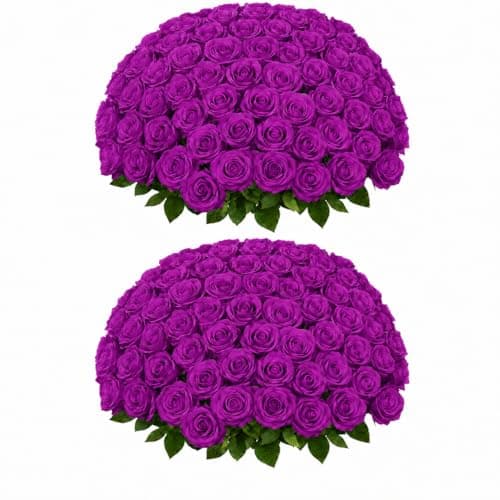 LetuoClips 50 PCS Purple Roses Artificial Flowers, Fake Purple Roses, Purple Artificial Roses with Stems for DIY Wedding Flowers Decoration, Valentines Roses, Wedding Decoration - Image 1