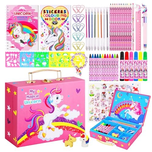Art Supplies for Kids,66PCS Drawing Kits with Unicorn Storage Case for Girls Age 4-12,Art Case Coloring Sets,Crayon,Colored Pencils,Coloring Book Sketch Book Drawing Stuff,Gift Toys for Girls Age 5-10