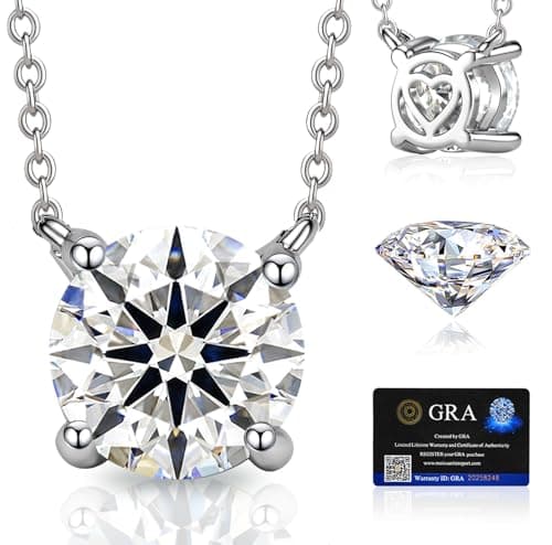 Moissanite Diamond Necklaces for Women Sterling Silver Pendant Necklace Dainty 18K White Gold Plated Hypoallergenic Moissanite Necklace Jewelry for Women 1.0CT D Color VVS1 Clarity Ideal Jewelry Gifts