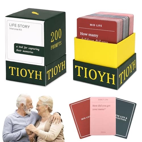 TIOYH 200 Pcs Life Story Interview Kit, Life Story Interview Cards,Family Conversation Cards,Memory Sharing Game to Know More About Parents and Grandparents with Curated Question Card - Image 1