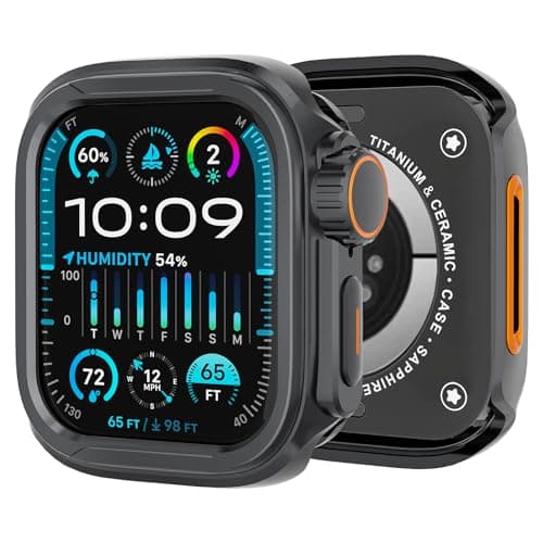 SDOCEBF Aluminum Alloy Case for Apple Watch Series 9 8 7 45mm, Ultra-Style Metal Bumper with Ceramic Back Cover, Shockproof Protective Case for iWatch 45mm, Titanium Gray - Image 1