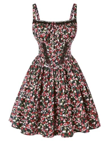 Scarlet Darkness Floral Corset Dress Summer Mini Dresses for Women Teens 2026 Graduation Sundress Vintage Floral L - Image 1