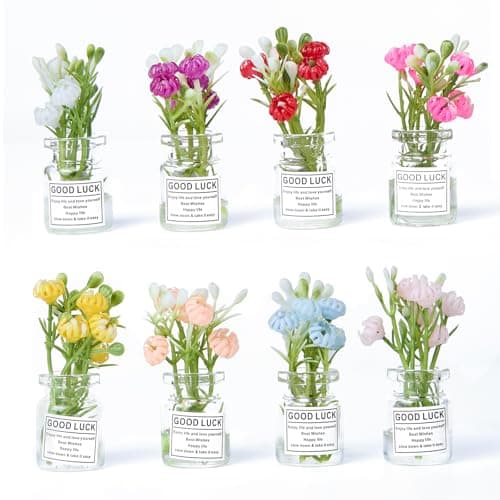 Cute Mini Vase Fridge Magnets,8PCS Funny Luminous Plant Flower Magnets for Fridge,Tiny 3D Plant Pot with Flowers Refrigerator Magnets Decor for Kitchen, Office, Locker,Gifts for Mom Women Men (Medium) - Image 1
