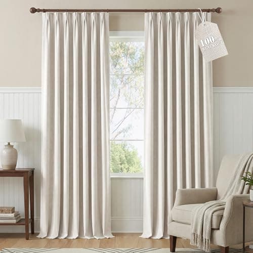 NICETOWN PRO 100% Blackout Pinch Pleated Curtains 96 inches Long 2 Panels Set, Linen Blend Thermal Drapes Window Treatments for Living Room/Bedroom, W40 x L96 - Image 1