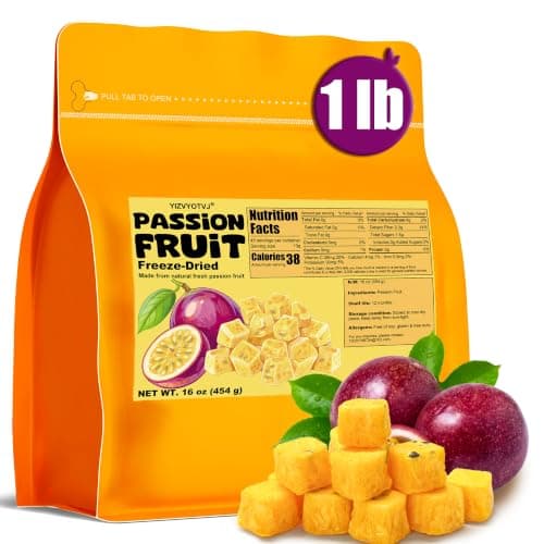 16 oz Freeze Dried Passion Fruit Chunks - 100% Natural, No Sugar No Additives | Crunchy Tropical Fruit Snacks for Smoothies, Baking, Yogurt, Tea & Desserts | Vegan, Gluten-Free - Image 1
