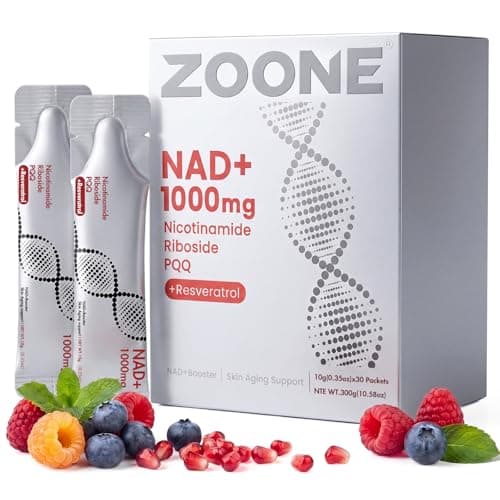 Zoone NAD 1000mg Liquid 30 Packets, NAD Resveratrol Supplement with NR & PQQ for Cellular Energy & Healthy Aging, NAD Plus, NAD+ Supplements for Men & Women - Image 1