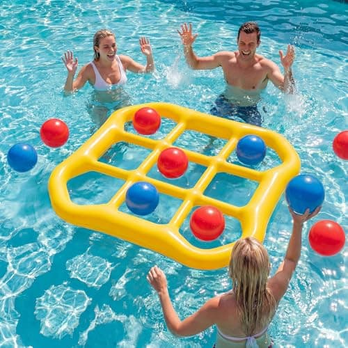 mcgskl Pool Toys Pool Games, Inflatable Tic-Tac-Toe Pool Toy with 10 Balls, 2-10 Players Floating Water Game for Adults Teens Kids, Summer Pool Party Water Toys - Image 1