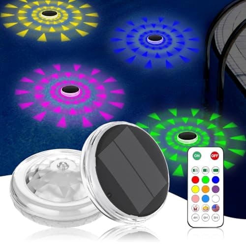 ivotow Pool Lights,Solar Rechargeable Floating,Pool Lights that Float with Remote Control, Modes 9 Lighting Timing Mode IP67 Waterproof for Inground Pool, Bathroom, Bathtub, Pool Party
