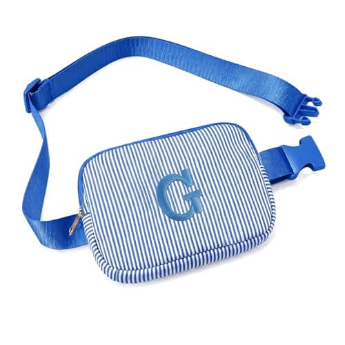 Fohufo Fanny Packs for Women - Initial Crossbody Bag Belt Bag Cute Stuff, Fanny Packs for Women Cross Body, Waist Bag Birthday Gifts for Mom Sister Friends, Blue Letter G - Image 1