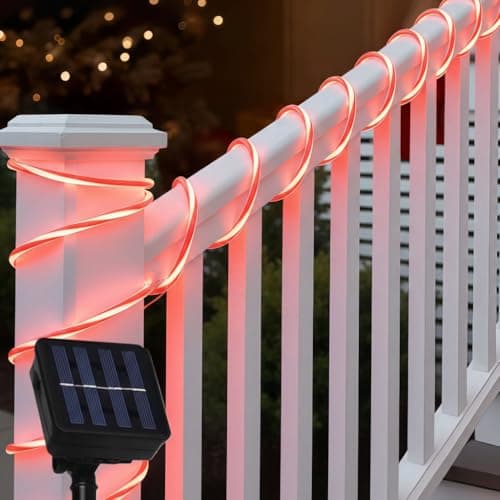 AurNyvaMay Candy Cane Solar Rope Lights 33Ft 100 LED Rope Lights for Outside 8 Modes White Fairy Light Solar Outdoor for Patio Fence Party Garden Yard Home Holiday Tree Decoration Candy Color - Image 1