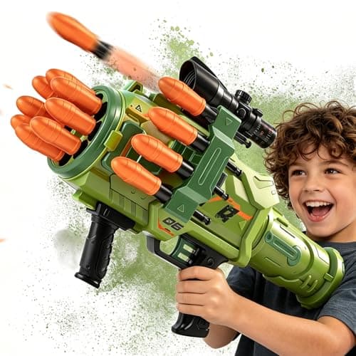 Toy Gun Toy Foam Blasters - New 2026 Jumbo Rocket Gun, Toy Rocket Artillery Launcher RPG Gun with 16 Foam Rockets Bullets, Outdoor Shooting Games Toy Guns for Kids 6-12 Year Birthday Xmas Gifts - Image 1