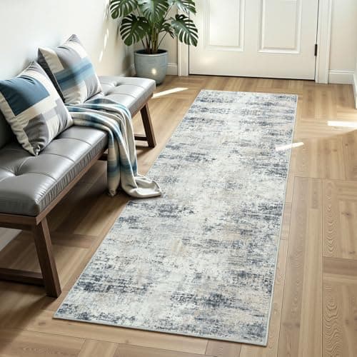 RUGVIGO 2x6 Runner Rug Non-Slip Washable, Grey Runners for Hallway Kitchen Entryway Indoor, Soft Neutral Abstract Modern Farmhouse Carpet for Bedroom Laundry Room Decor - Image 1
