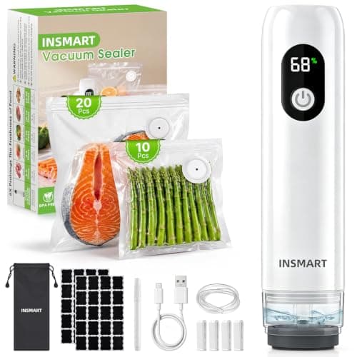 Compact Vacuum Sealer for Food (Vacuum Sealer Machine + 30 Reusable Vacuum Bags) Powerful Handheld Vacuum Sealer Machine, Seal Meal Saver, Portable Food Sealer - Image 1