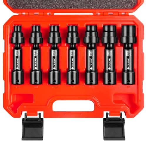 7-Piece 1/2'' Drive Driveline Limited Clearance Socket Set, 12-Point SAE Impact Swivel Socket Set, Cr-Mo Steel with Storage Case for Automotive & Industrial - Image 1