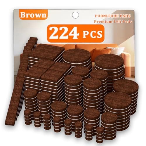 Felt Furniture Pads 224 PCS, 10 Sizes, Felt Pads for Chair Legs, Suitable for Round and Square Chair Legs, to Prevent Scratches, Reduce Noise and Protect the Floor (Brown) - Image 1