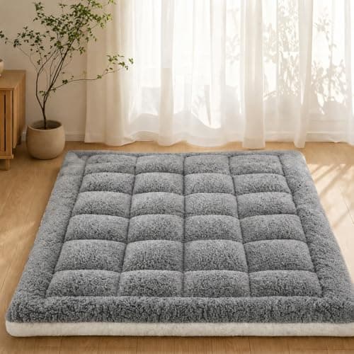 Cymula California King Mattress Topper, Sherpa Mattress Pad for Cal King Bed with 900GSM Down for Back Pain Extra Thick Mattress Cover Pillow Top with 8-21" Pockets, Grey - Image 1