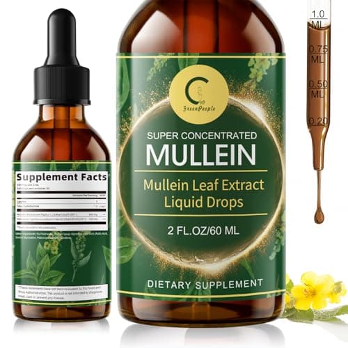 GPGP GreenPeople Mullein Leaf Drops with Elderberry - Max Strength Lung Cleanse and Detox for Smokers, Mucus Relief & Respiratory Support - Liquid Tincture, Alcohol-Free, 2 FL OZ - Image 1