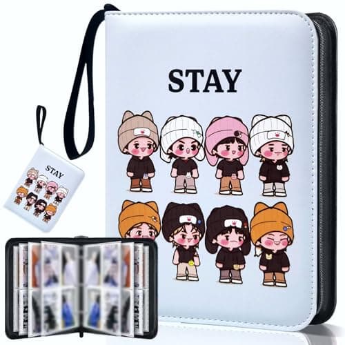 KEFEIKJ Cute Trading Photocard Binder, STAY Photo Album Cartoon Card Holder Book Storage 400 Cards with Sleeves for Lomo Cards Gift - Boys & Girls, idol Photo Protect (Blue) - Image 1