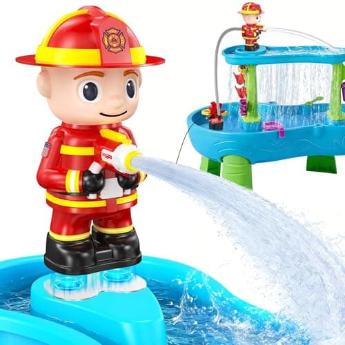 Water Table Pump Kids Toys: Firefighter Water Table Pump Continuous Flow Adjustable Water Pressure 12V Safe Plug-in Long Cord No Drilling Kids Outdoor Water Play Toys Accessories for Toddlers 1-3 4-8 - Image 1